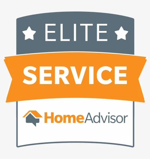 HomeAdvisor Elite Service award badge for Design First Builders recognizing top-rated performance and exceptional customer service