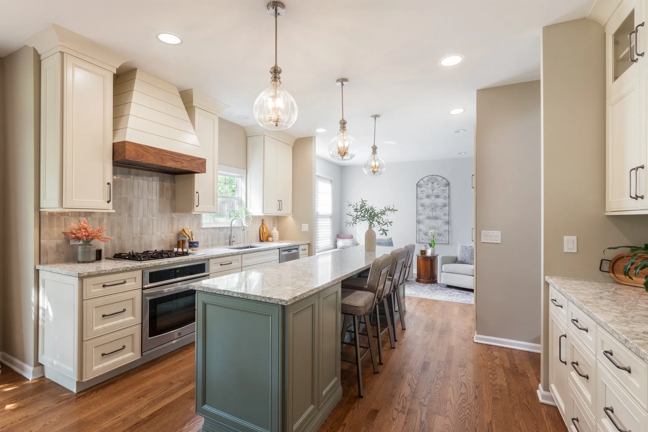 custom white kitchen cabinets with silver hardware granite counter tops