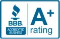 Better Business Bureau A+ rating and accredited business badge for Design First Builders demonstrating quality and trustworthy service
