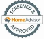 HomeAdvisor Screened and Approved contractor badge for Design First Builders showing verified and trusted home improvement professional status