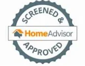 HomeAdvisor Screened and Approved contractor badge for Design First Builders showing verified and trusted home improvement professional status